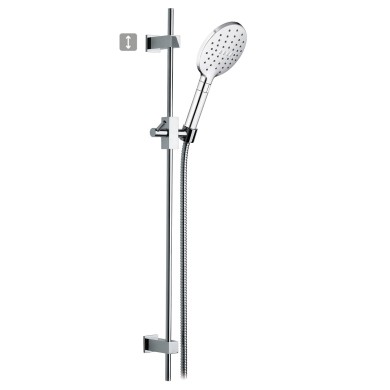 Saliscendi completo in ottone doccia tre getti in abs, flessibile doccia cm 150 supporto regolabile