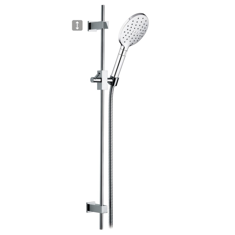 Sliding rail complete in brass with three-jets abs shower adjustable support and flexible cm 150
