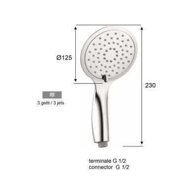 Doccia tre getti anticalcare Ø 125 mm
