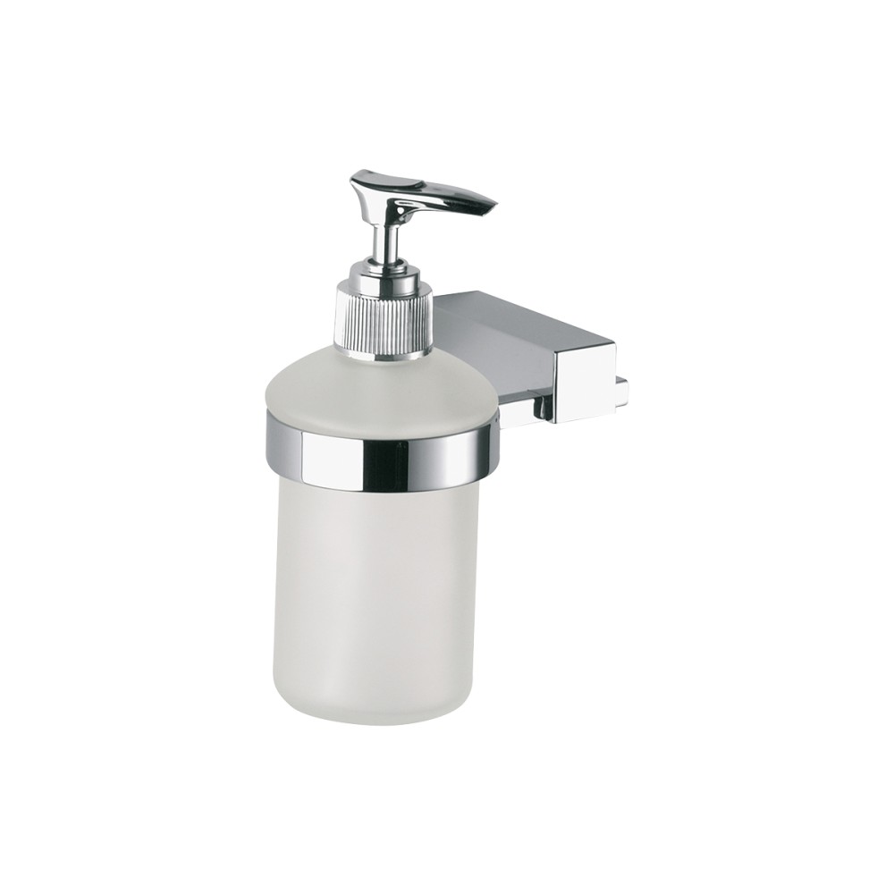 Dispenser in vetro con supporto in ottone cromato
