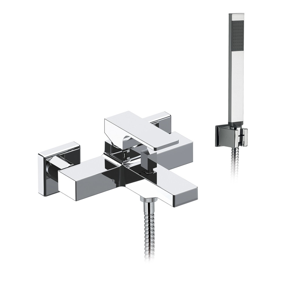 Single lever bath mixer with shower set complete