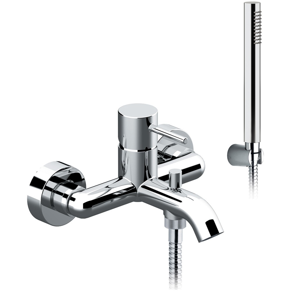 Single lever bath mixer with shower set complete
