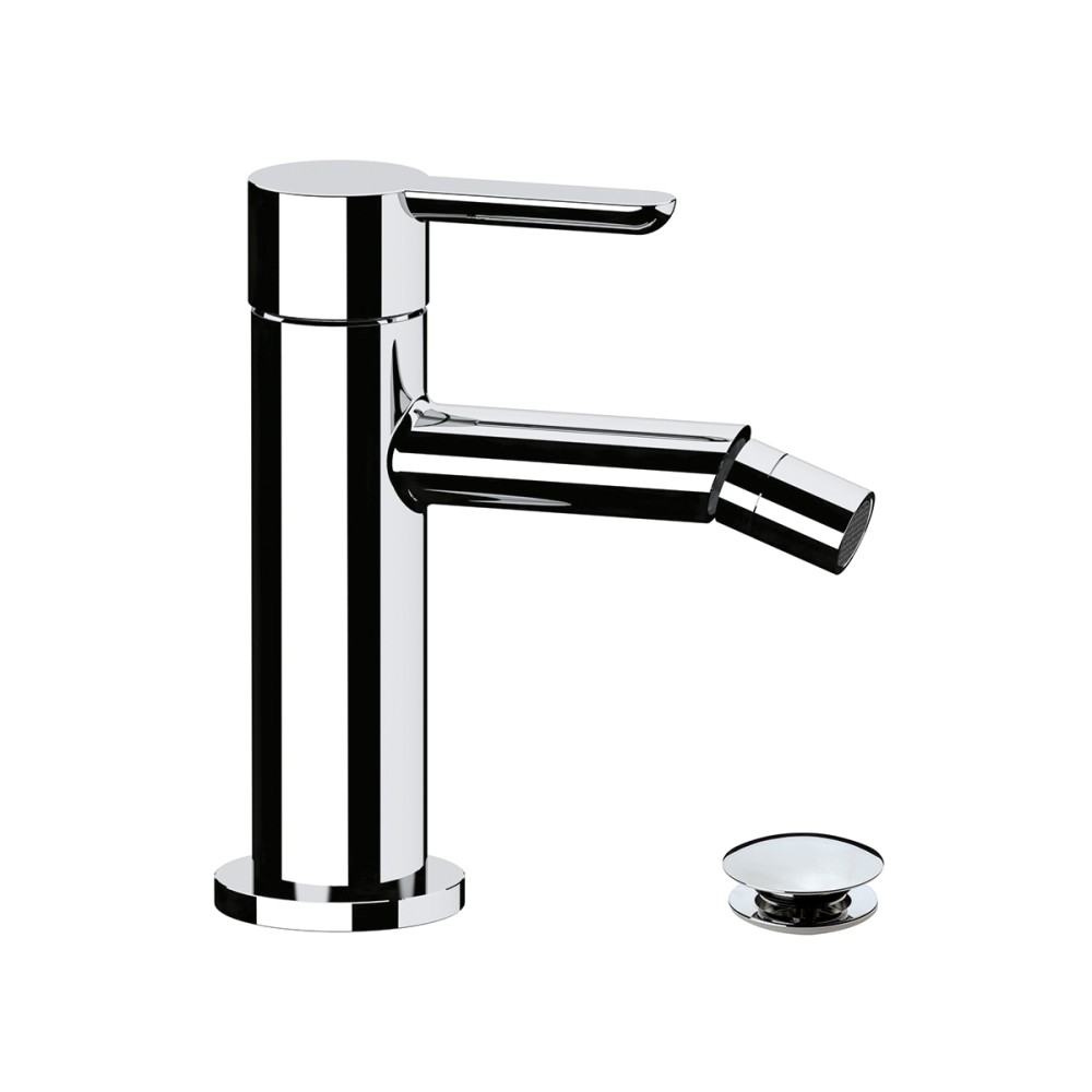 Single lever bidet mixer with "Click-Clack" waste