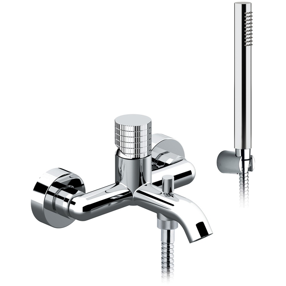 Single lever bath mixer with shower set complete