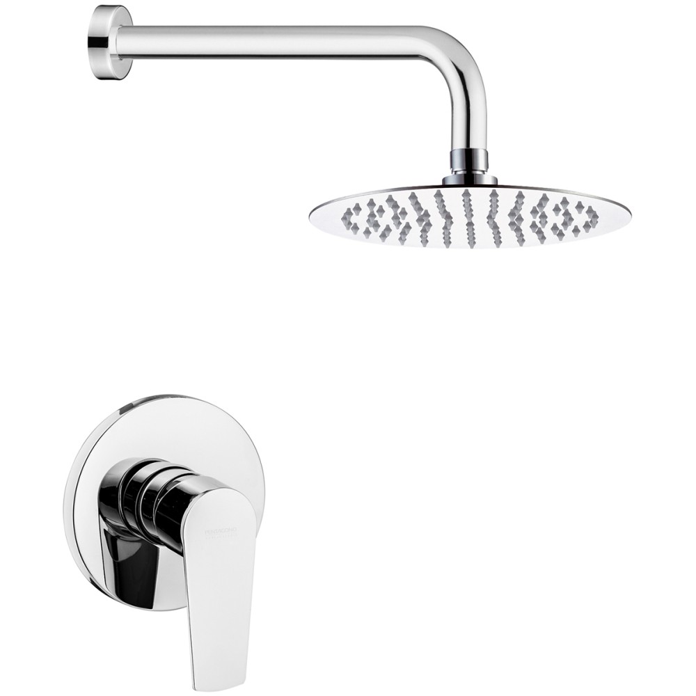 Kit doccia con miscelatore incasso doccia 1 via, braccio doccia e soffione in acciaio inox