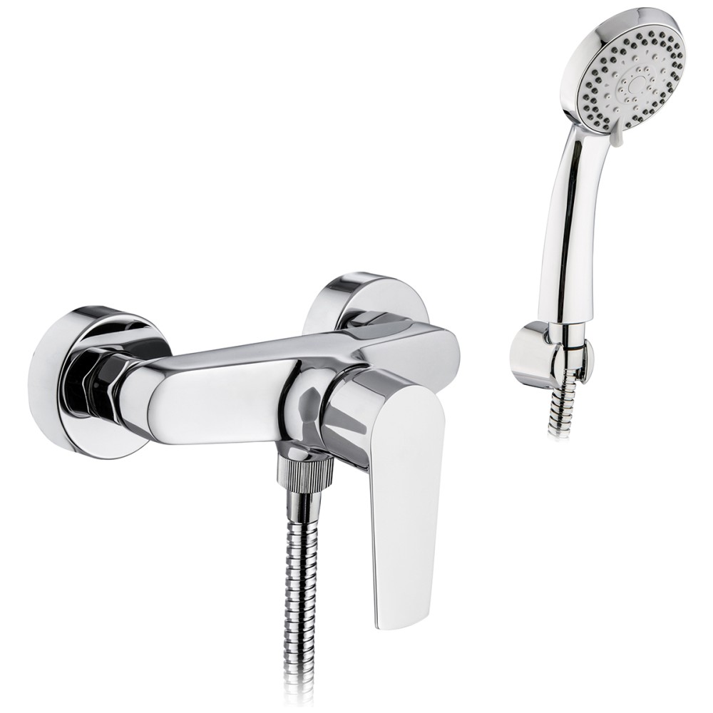 External single lever shower mixer with shower set complete