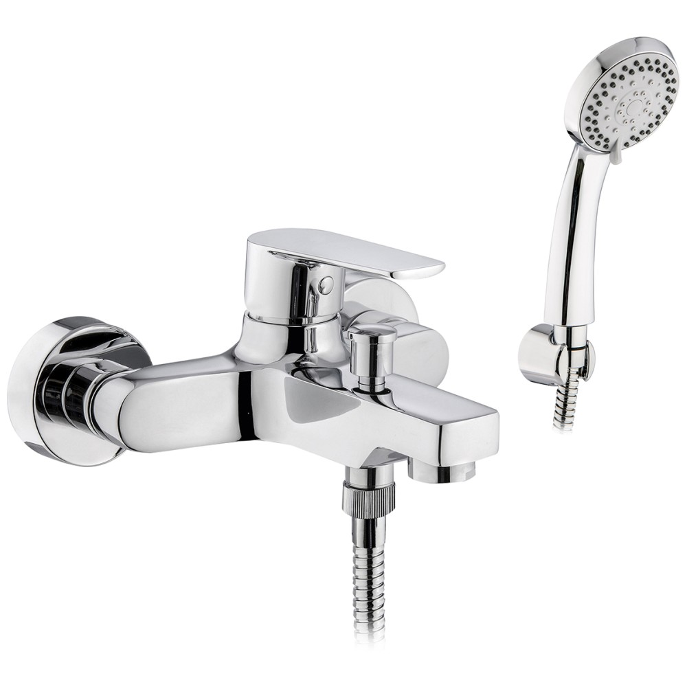 Single lever bath mixer with shower set complete