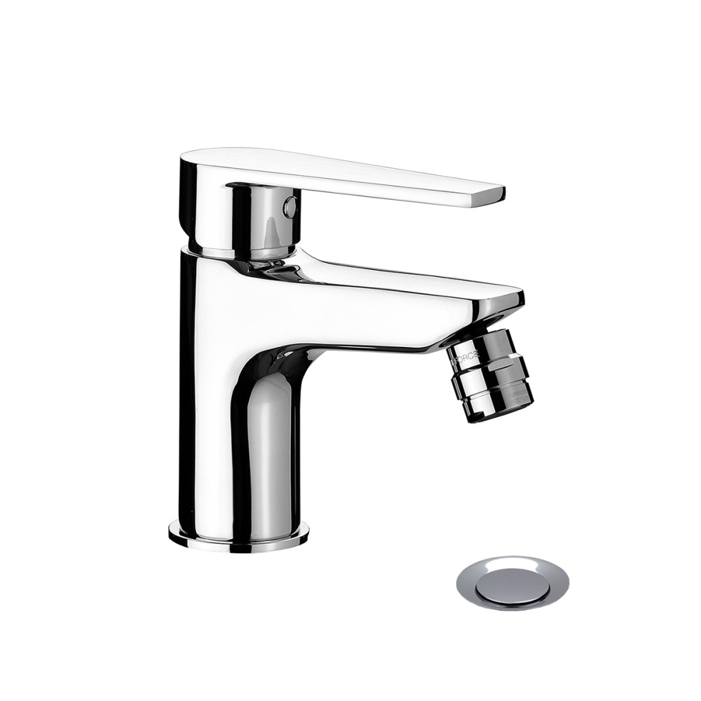 Single lever bidet mixer with pop-up
