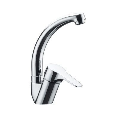 Single lever basin mixer short spout without pop-up
