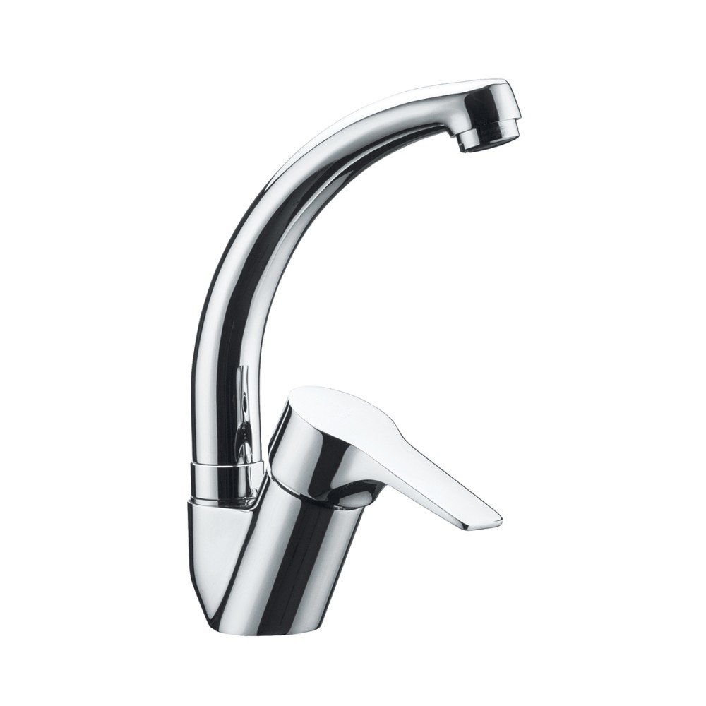 Single lever basin mixer short spout without pop-up