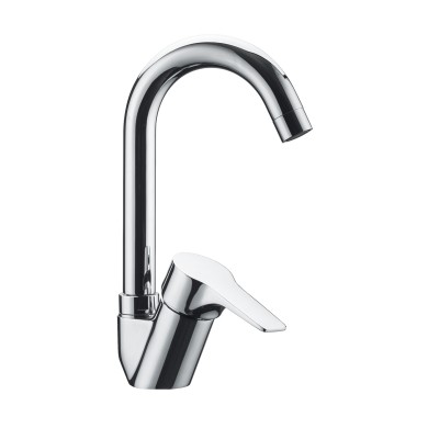 Single lever basin mixer short spout without pop-up