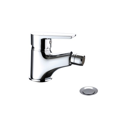 Single lever bidet mixer with pop-up