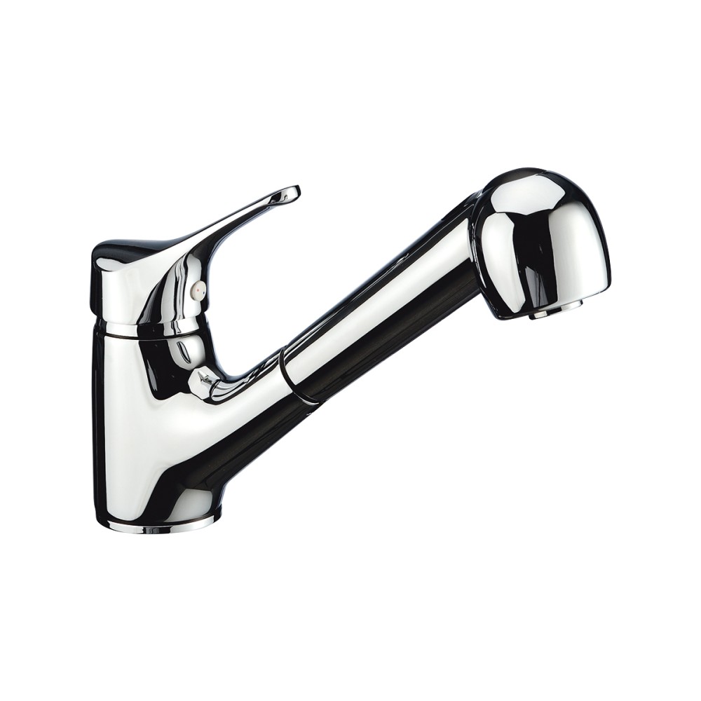 Single lever sink mixer with pull-out handshower