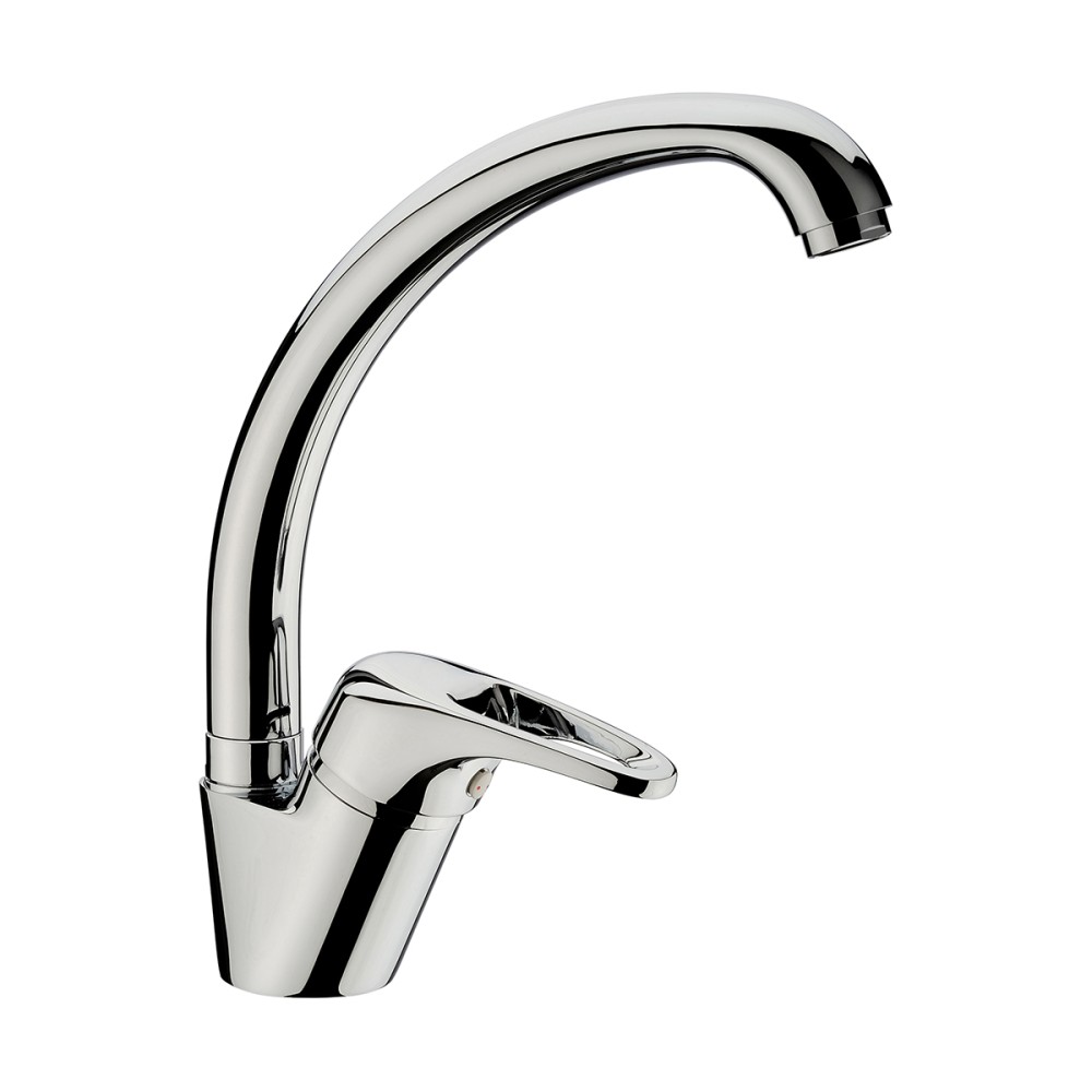 Single lever side sink mixer with long spout