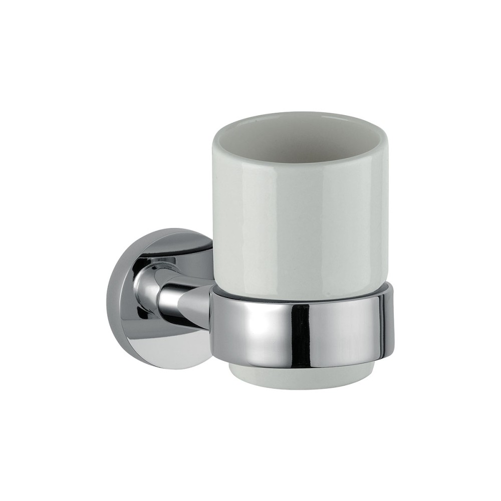 Ceramic tumbler holder with c.p. brass support
