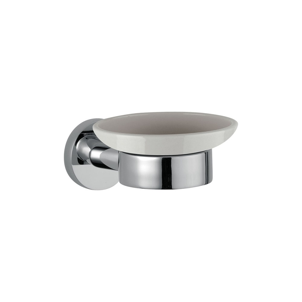 Ceramic soap dish with c.p. brass support