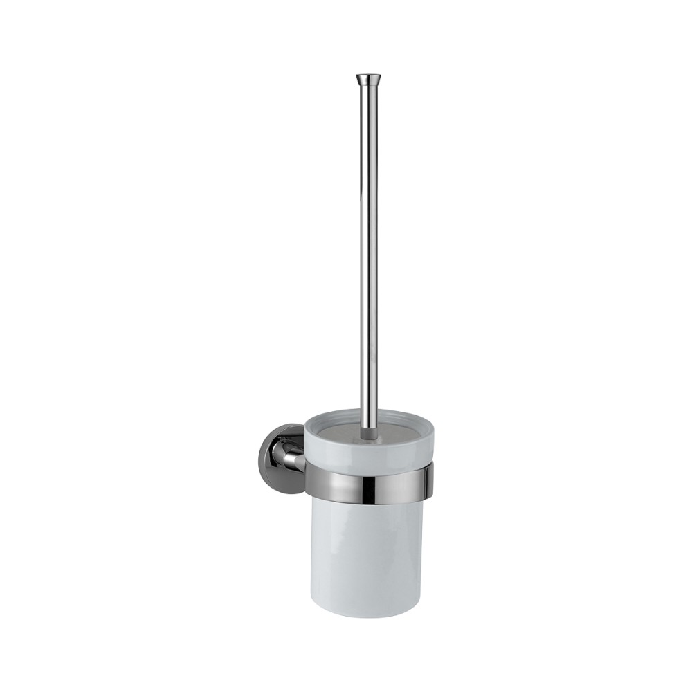 Ceramic toilet brush holder with c.p. support