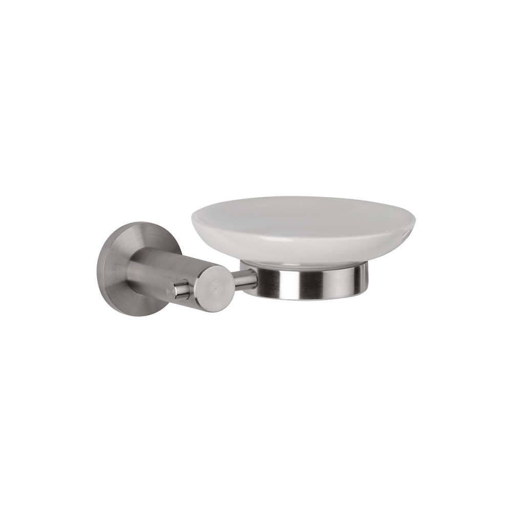 Portasapone in ceramica con supporto acciaio inox