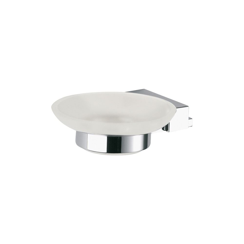 Glass soap dish with c.p. brass support