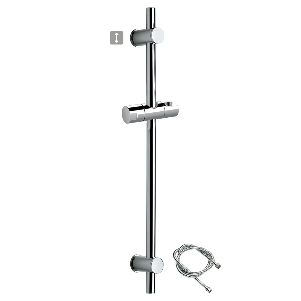 Saliscendi completo in ottone con supporto regolabile e flessibile doccia cm 150