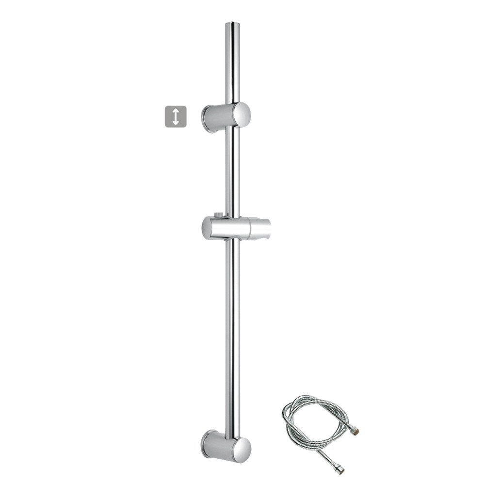 Saliscendi completo in ottone con supporto regolabile e flessibile doccia cm 150