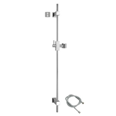 Saliscendi completo in ottone con supporto regolabile e flessibile doccia cm 150