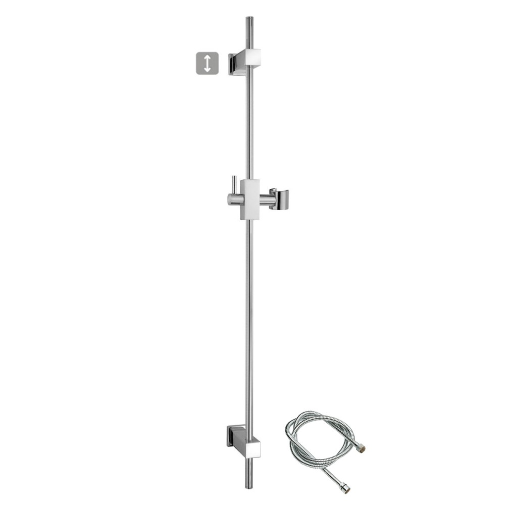 Saliscendi completo in ottone con supporto regolabile e flessibile doccia cm 150
