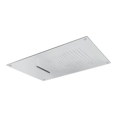 Ceiling stainless steel shower head two-jets, rain and waterfal, 550x400 mm anti-limestone and inspectionable