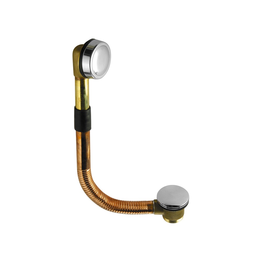 C.P. brass waste and overflow with copper tube and "Click-Clack" waste