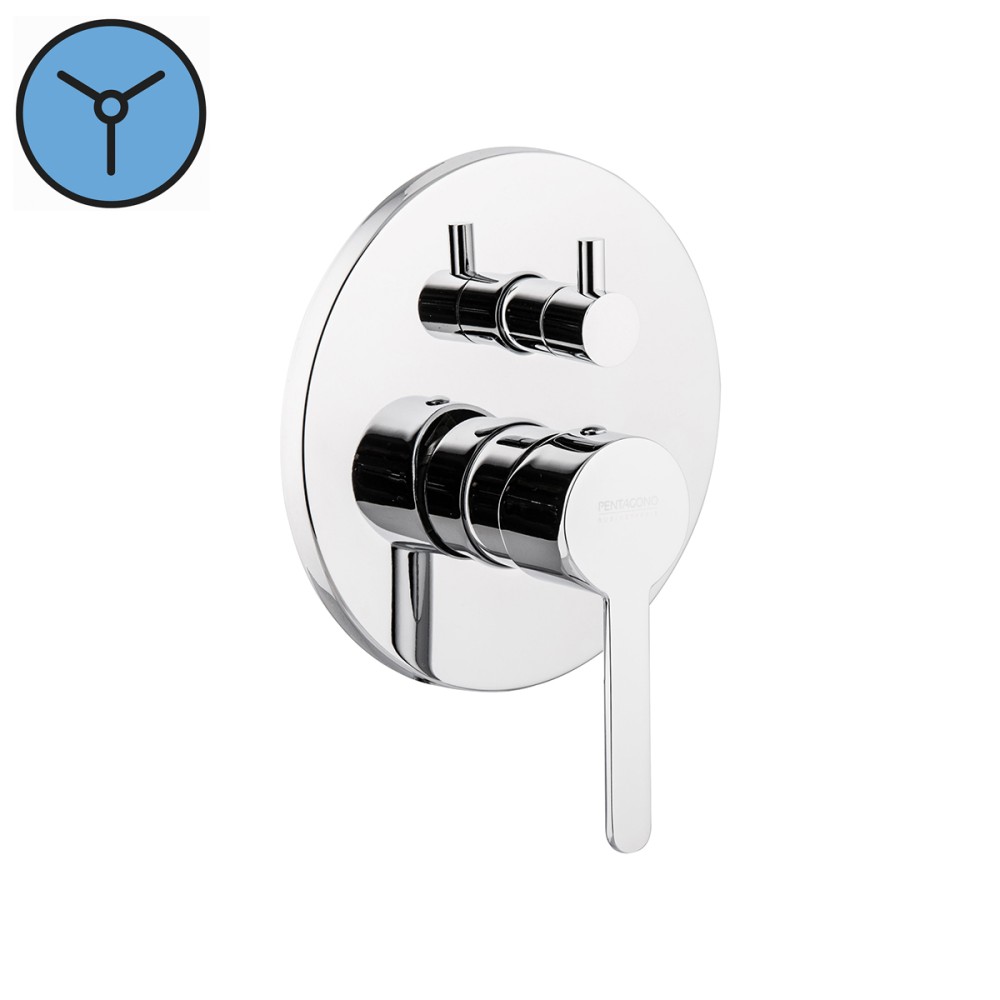 Miscelatore incasso doccia 3 vie con deviatore ceramico completo
