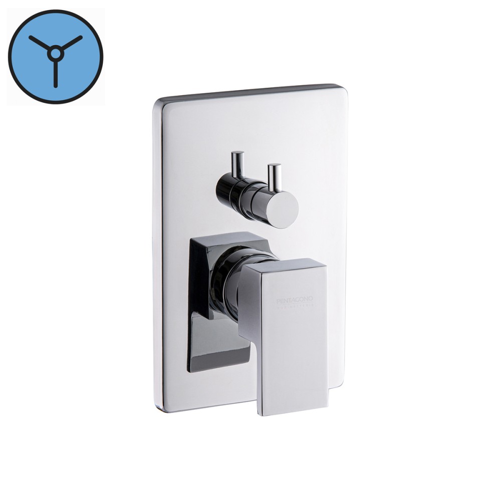 Miscelatore incasso doccia 3 vie con deviatore ceramico completo