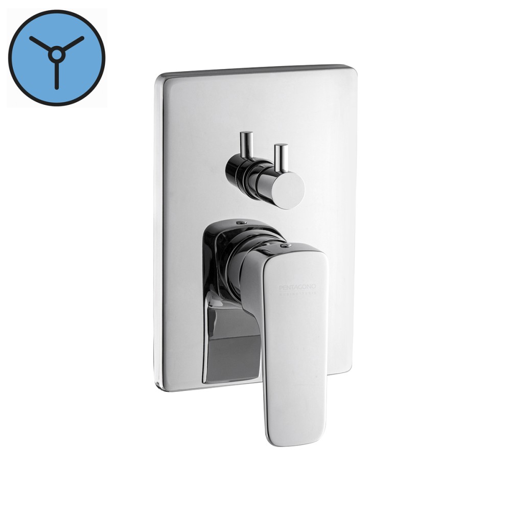 Concealed shower mixer 3 way with ceramic diverter COMPLETE