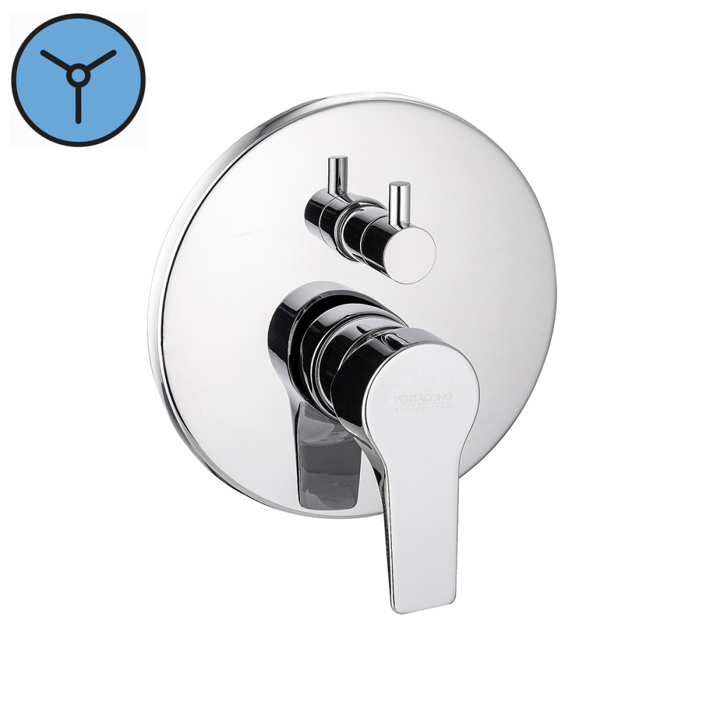 Concealed shower mixer 3 way with ceramic diverter