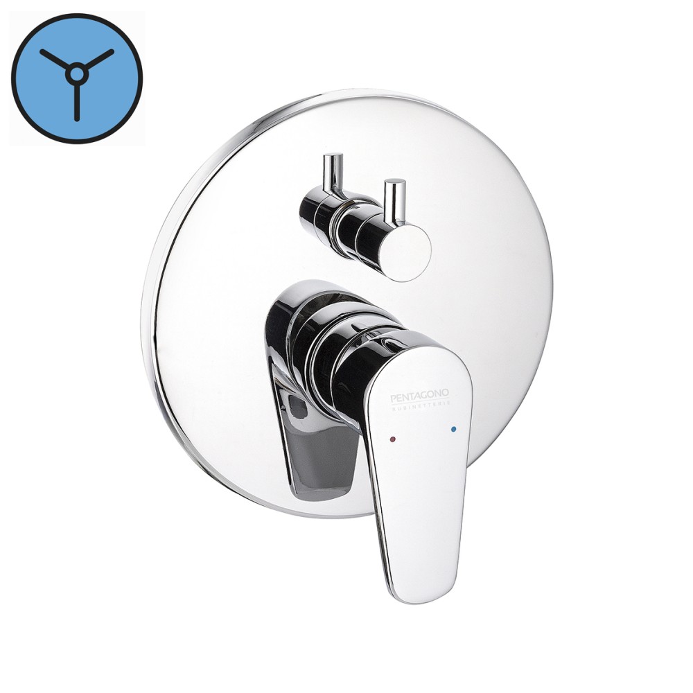 Miscelatore incasso 3 vie con deviatore ceramico