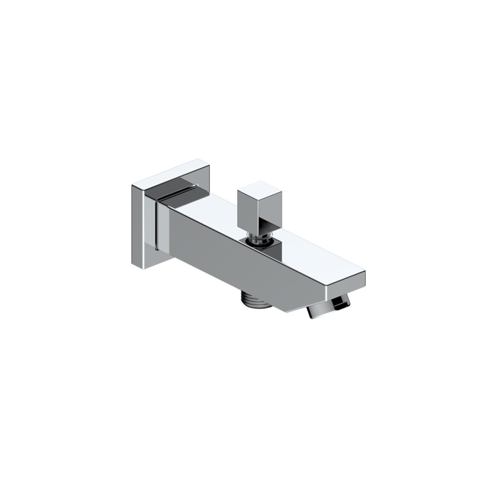 Square built-in spout cm 14 for bath/shower mixer with integrated diverter