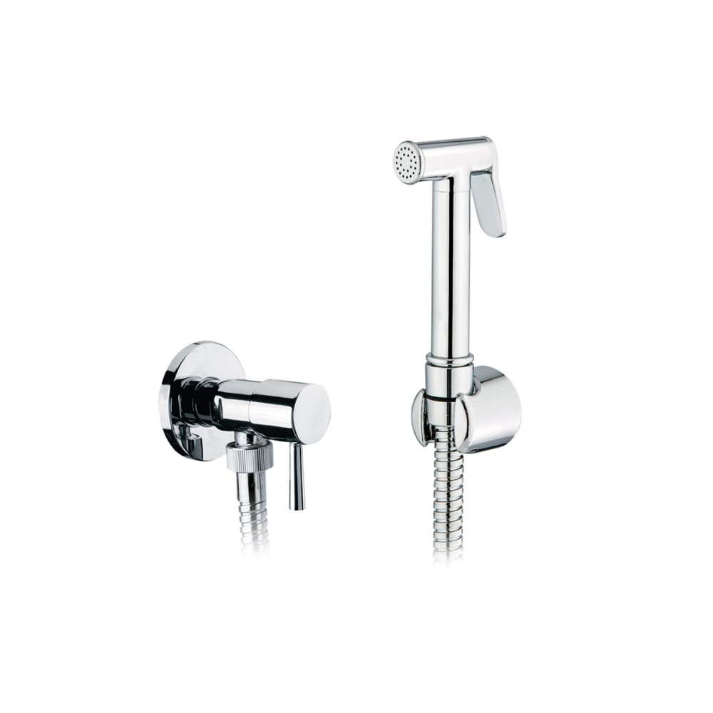 Full brass chrome shut-off kit complete with angle valve 1/2