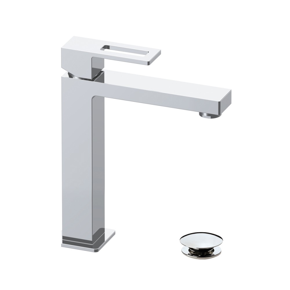 Single lever basin mixer H 215 mm with "Click-Clack" waste