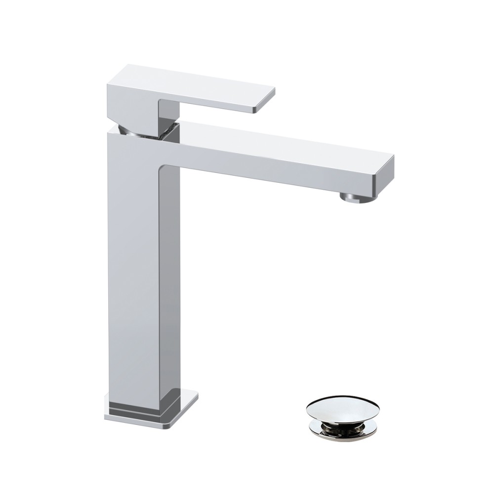 Single lever basin mixer H 215 mm with "Click-Clack" waste